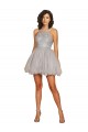 Argent Trapèze Licou Courte Tulle Courte Robes demoiselle d'honneur / Robes de cocktail à Vendre