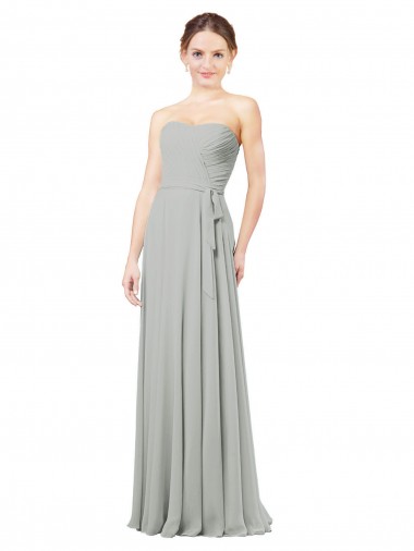 Argent Trapèze Mousseline Longue Robes demoiselle d'honneur à Vendre