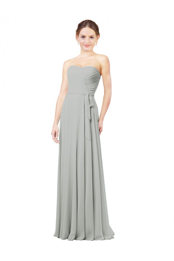 Argent Trapèze Mousseline Longue Robes demoiselle d'honneur à Vendre