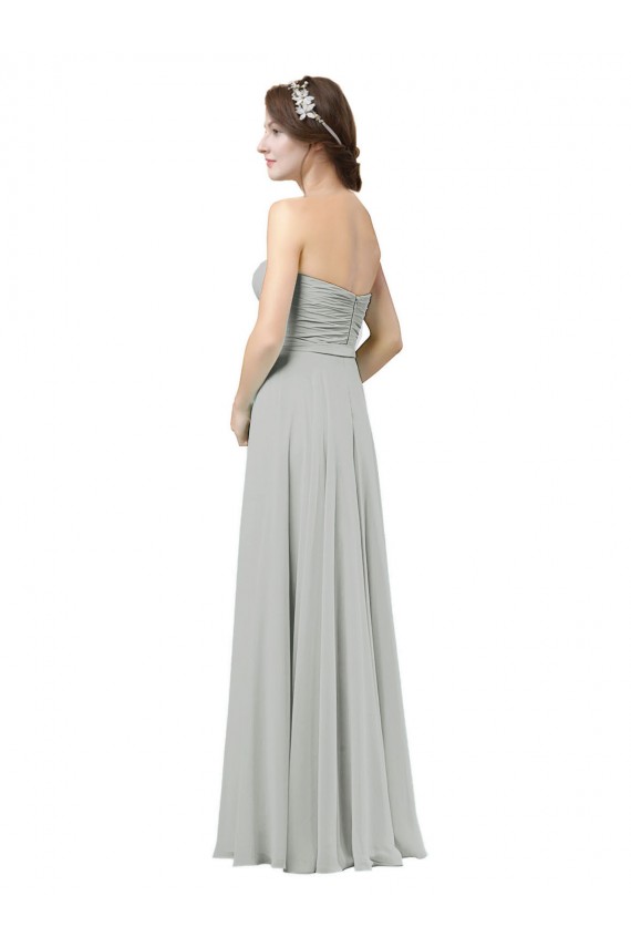 Argent Trapèze Mousseline Longue Robes demoiselle d'honneur à Vendre