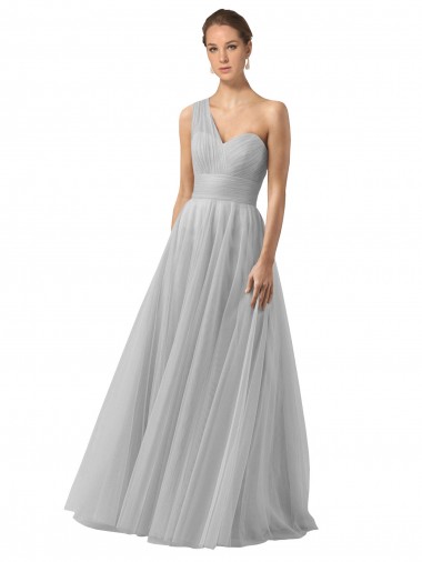 Argent Trapèze Tulle Longue Robes demoiselle d'honneur à Vendre