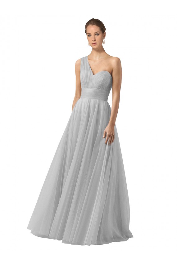 Argent Trapèze Tulle Longue Robes demoiselle d'honneur à Vendre