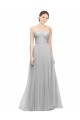 Argent Trapèze Tulle Longue Robes demoiselle d'honneur à Vendre