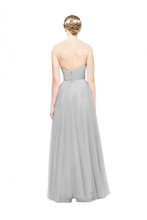 Argent Trapèze Tulle Longue Robes demoiselle d'honneur à Vendre