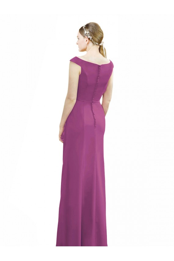 Baie sauvage Sirène Col Bateau Col Haut Mousseline Longue Robes demoiselle d'honneur à Vendre