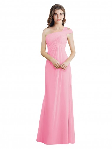 Barely Rose Trapèze Mousseline Longue Robes demoiselle d'honneur à Vendre