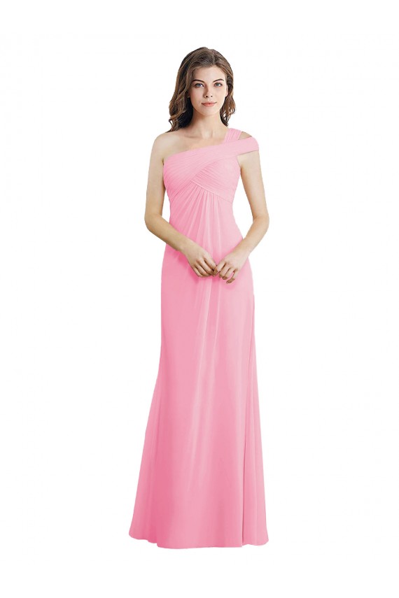 Barely Rose Trapèze Mousseline Longue Robes demoiselle d'honneur à Vendre