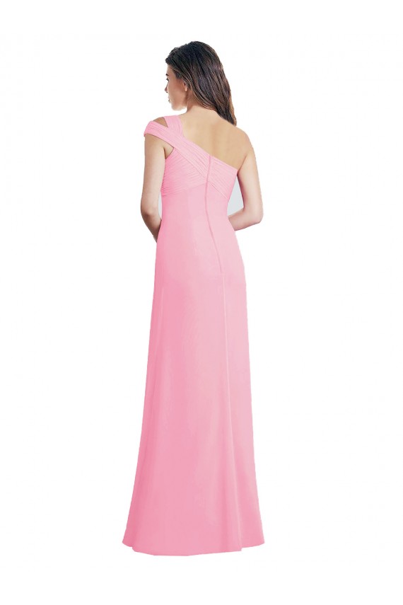 Barely Rose Trapèze Mousseline Longue Robes demoiselle d'honneur à Vendre