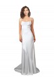 Blanc Fourreau Balayage train Satiné Soyeux Simple Plage Robes de mariée à Vendre