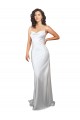 Blanc Fourreau Balayage train Satiné Soyeux Simple Plage Robes de mariée à Vendre