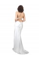 Blanc Fourreau Balayage train Satiné Soyeux Simple Plage Robes de mariée à Vendre