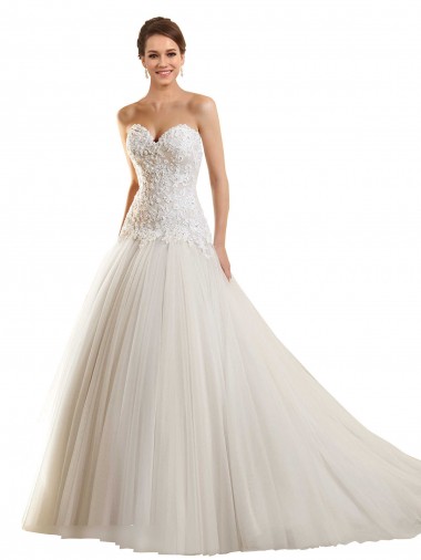Blanc Princesse Tulle Dentelle Robes de mariée à Vendre