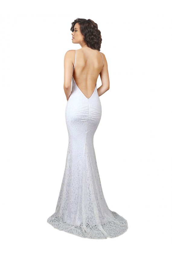Blanc Sirène Col Haut Balayage train Dentelle Robes de mariée à Vendre