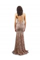 Or rose Sirène Col V Crêpe Stretch Paillette Tulle Longue Formelles Robes demoiselle d'honneur / Robes de soirée / Robes de bal à Vendre
