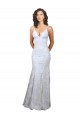 Blanc Sirène Col V Crêpe Stretch Paillette Tulle Longue Formelles Robes demoiselle d'honneur / Robes de soirée / Robes de bal à Vendre