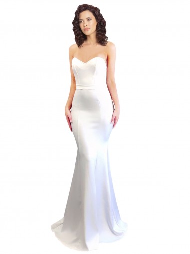Blanc Sirène Sans bretelle Col Haut Crêpe Stretch Longue Formelles Robes demoiselle d'honneur / Robes de soirée / Robes de bal à Vendre