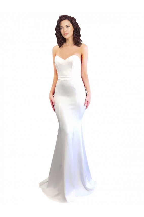 Blanc Sirène Sans bretelle Col Haut Crêpe Stretch Longue Formelles Robes demoiselle d'honneur / Robes de soirée / Robes de bal à Vendre