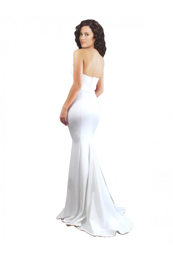 Blanc Sirène Sans bretelle Col Haut Crêpe Stretch Longue Formelles Robes demoiselle d'honneur / Robes de soirée / Robes de bal à Vendre