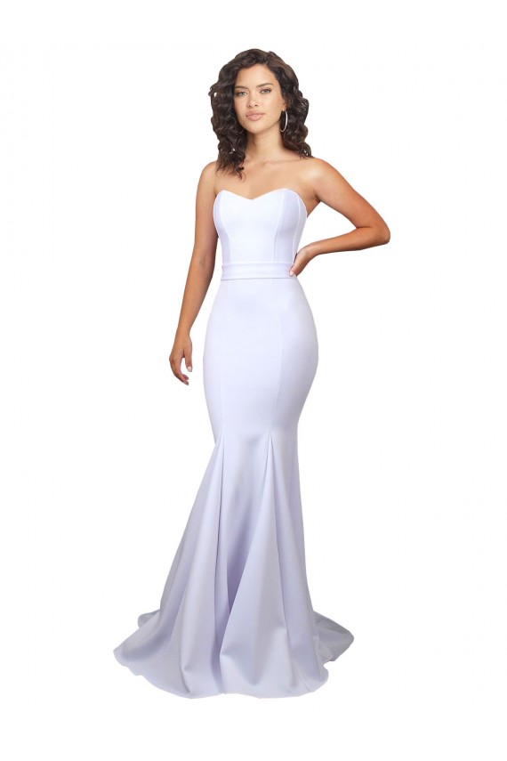 Blanc Sirène Sans bretelle Col Haut Crêpe Stretch Simple Plage Robes de mariée à Vendre