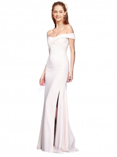 Blanc Sirène Épaule Dénudée Crêpe Stretch Longue Formelles Robes demoiselle d'honneur / Robes de soirée / Robes de bal à Vendre