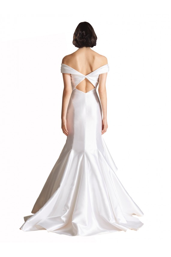 Blanc Sirène Épaule Dénudée Satiné Plage Robes de mariée à Vendre