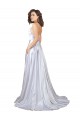 Blanc Trapèze Bretelles spaghetti Satiné Stretch Simple Plage Robes de mariée à Vendre