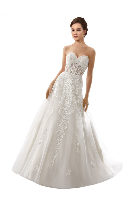 Blanc Trapèze Tulle Dentelle Robes de mariée à Vendre