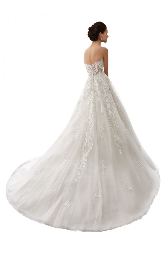 Blanc Trapèze Tulle Dentelle Robes de mariée à Vendre