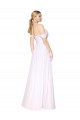 Blanc Trapèze Épaule Dénudée Mousseline Longue Formelles Robes demoiselle d'honneur / Robes de soirée / Robes de bal à Vendre