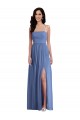 Bleu Windsor Trapèze Bretelles spaghetti Mousseline Longue Robes demoiselle d'honneur à Vendre