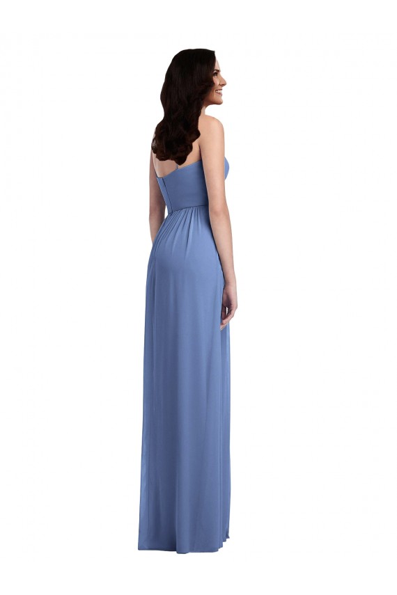 Bleu Windsor Trapèze Bretelles spaghetti Mousseline Longue Robes demoiselle d'honneur à Vendre