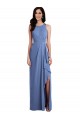 Bleu Windsor Trapèze Col bijou Mousseline Longue Robes demoiselle d'honneur à Vendre