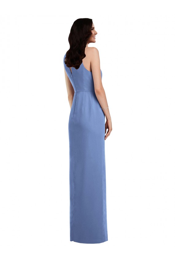 Bleu Windsor Trapèze Col bijou Mousseline Longue Robes demoiselle d'honneur à Vendre