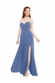 Bleu Windsor Trapèze Sans bretelle Mousseline Longue Robes demoiselle d'honneur à Vendre