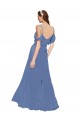 Bleu Windsor Trapèze Épaule Dénudée Mousseline Longue Robes demoiselle d'honneur à Vendre