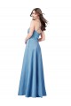 Bleu ciel Fourreau Bretelles spaghetti Col Carré Satiné Longue Formelles Robes demoiselle d'honneur / Robes de soirée / Robes de bal à Vendre