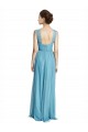 Bleu ciel Trapèze Bretelles spaghetti Col V Tulle Longue Robes demoiselle d'honneur à Vendre