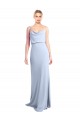 Bleu ciel clair Fourreau Col Haut Crêpe Stretch Longue Formelles Robes demoiselle d'honneur / Robes de soirée / Robes de bal à Vendre