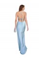 Bleu ciel clair Fourreau Satiné Soyeux Longue Formelles Robes demoiselle d'honneur / Robes de soirée / Robes de bal à Vendre