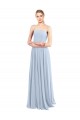 Bleu ciel clair Trapèze Bretelles spaghetti Col Carré Mousseline Longue Robes demoiselle d'honneur à Vendre