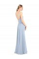 Bleu ciel clair Trapèze Bretelles spaghetti Col Carré Mousseline Longue Robes demoiselle d'honneur à Vendre