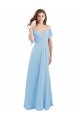 Bleu ciel clair Trapèze Bretelles spaghetti Mousseline Longue Robes demoiselle d'honneur à Vendre