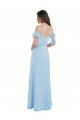 Bleu ciel clair Trapèze Bretelles spaghetti Mousseline Longue Robes demoiselle d'honneur à Vendre