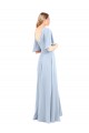 Bleu ciel clair Trapèze Col V Mousseline Longue Robes demoiselle d'honneur à Vendre