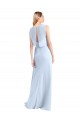 Bleu ciel clair Trapèze Col V Mousseline Longue Robes demoiselle d'honneur à Vendre