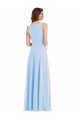 Bleu ciel clair Trapèze Col V Mousseline Longue Robes demoiselle d'honneur à Vendre