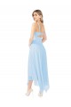 Bleu ciel clair Trapèze Col V midi Mousseline Courte Robes demoiselle d'honneur / Robes de cocktail à Vendre