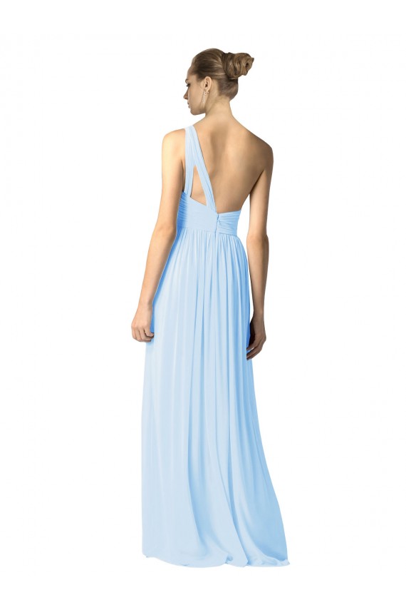 Bleu ciel clair Trapèze Mousseline Longue Robes demoiselle d'honneur à Vendre
