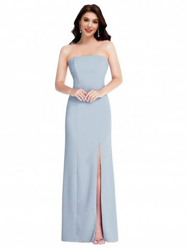 Bleu ciel clair Trapèze Sans bretelle Crêpe Stretch Longue Formelles Robes demoiselle d'honneur / Robes de soirée / Robes de bal à Vendre
