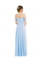 Bleu ciel clair Trapèze Épaule Dénudée Mousseline Longue Formelles Robes demoiselle d'honneur / Robes de soirée à Vendre
